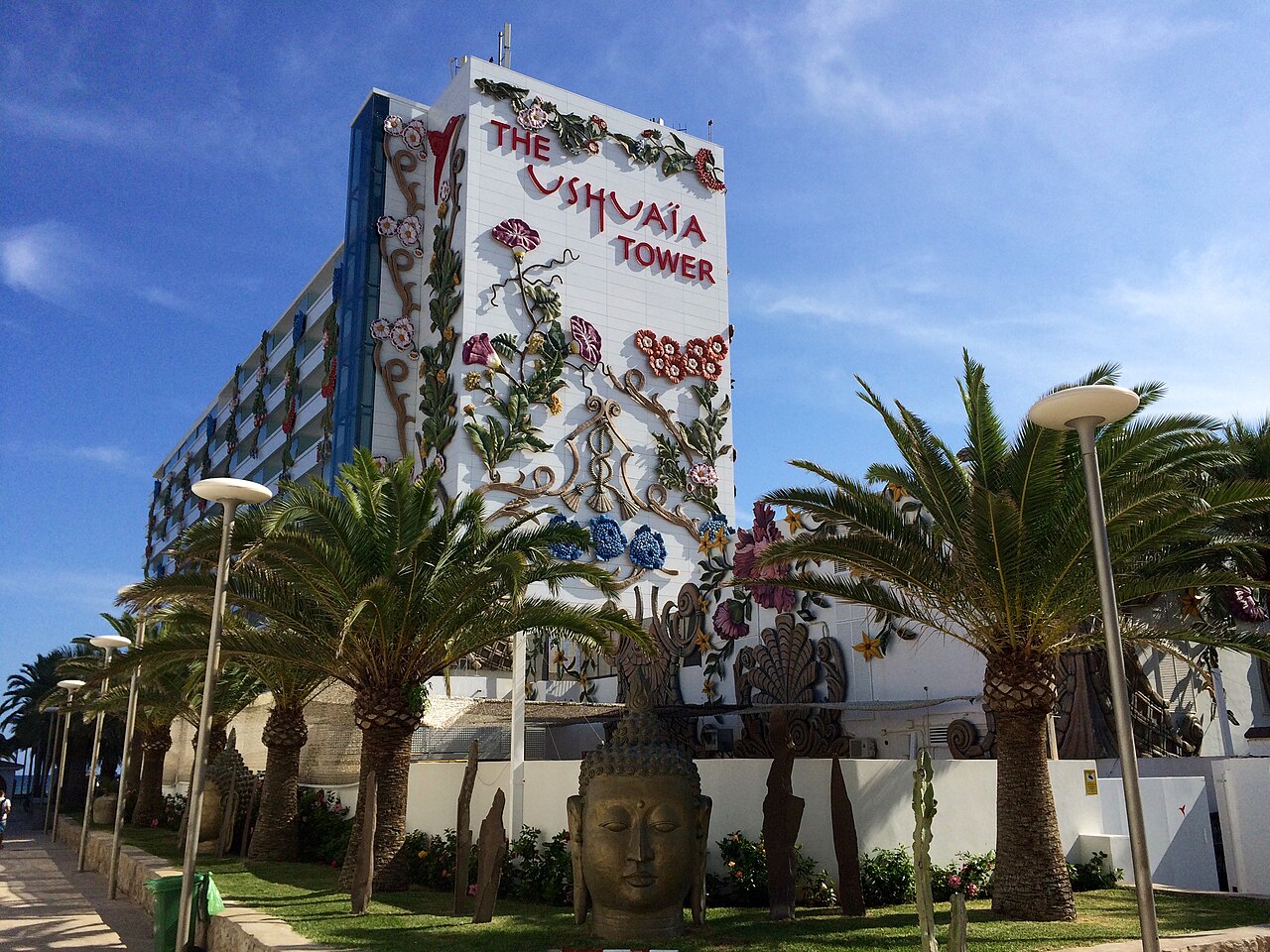 Hotel towers on Playa d'en Bossa, the strip where the Hard Rock Hotel Ibiza sits