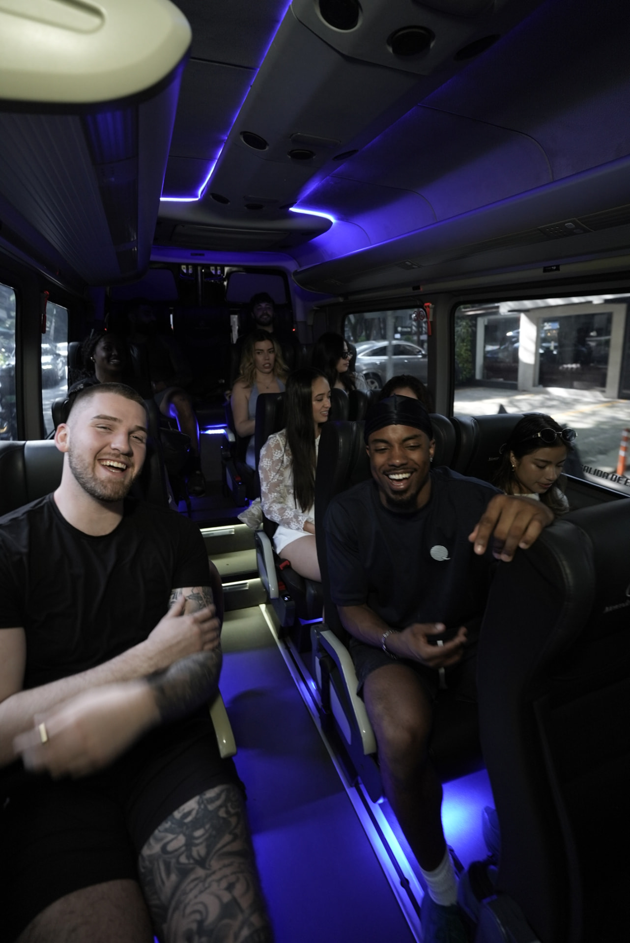 JetQuest group riding to an activity in a private sprinter